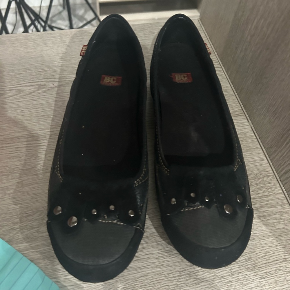 BC Footwear Slip-On‎ Shoes Women's Sz 7 Black Vegan Leather